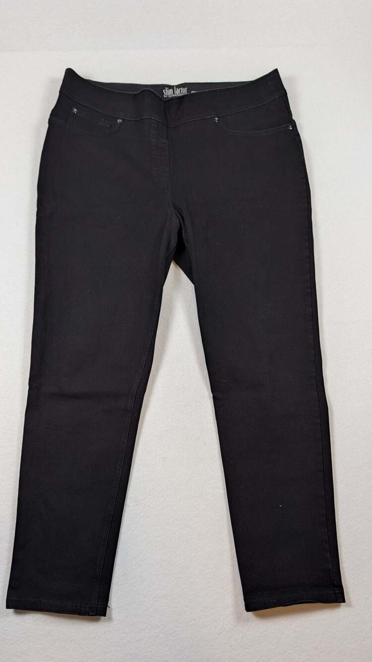 Slim Factor by Investments Plus 1X Ankle Black Jeans
